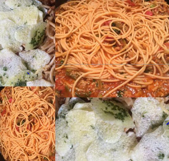 Spaghetti Recipe with Cheese Chips